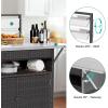 imageYITAHOME XL Outdoor Kitchen Wicker Island Rolling Cart Bar Table ampamp Storage Cabinet Wheels and Plastic Wood Extended Table Top Double Handle for Patio Kitchen or Bar CartLight Yellow GradientDark Brown