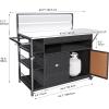 imageYITAHOME XL Outdoor Storage Cabinet Outdoor Storage Cart with Wheels and Black Glass Table Top for Patio Outdoor Cabinet for Poolside and Backyard Gray GradientDark Brown