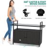 imageYITAHOME XL Outdoor Storage Cabinet Outdoor Storage Cart with Wheels and Black Glass Table Top for Patio Outdoor Cabinet for Poolside and Backyard Gray GradientDark Brown