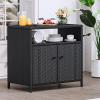 imageYITAHOME XL Outdoor Storage Cabinet Outdoor Storage Cart with Wheels and Black Glass Table Top for Patio Outdoor Cabinet for Poolside and Backyard Gray GradientBlack
