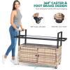 imageYITAHOME XL Outdoor Storage Cabinet Outdoor Storage Cart with Wheels and Black Glass Table Top for Patio Outdoor Cabinet for Poolside and Backyard Gray GradientLight Brown