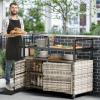 imageYITAHOME XL Outdoor Storage Cabinet Outdoor Storage Cart with Wheels and Black Glass Table Top for Patio Outdoor Cabinet for Poolside and Backyard Gray GradientGray Gradient