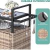 imageYITAHOME XL Outdoor Storage Cabinet Outdoor Storage Cart with Wheels and Black Glass Table Top for Patio Outdoor Cabinet for Poolside and Backyard Gray GradientLight Brown
