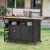 imageYITAHOME XL Outdoor Storage Cabinet Outdoor Storage Cart with Wheels and Black Glass Table Top for Patio Outdoor Cabinet for Poolside and Backyard Gray GradientDark Brown