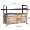 imageYITAHOME XL Outdoor Storage Cabinet Outdoor Storage Cart with Wheels and Black Glass Table Top for Patio Outdoor Cabinet for Poolside and Backyard Gray GradientLight Brown