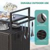 imageYITAHOME XL Outdoor Storage Cabinet Outdoor Storage Cart with Wheels and Black Glass Table Top for Patio Outdoor Cabinet for Poolside and Backyard Gray GradientDark Brown