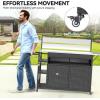 imageYITAHOME XL Outdoor Storage Cabinet Outdoor Storage Cart with Wheels and Black Glass Table Top for Patio Outdoor Cabinet for Poolside and Backyard Gray GradientDark Brown