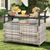 imageYITAHOME XL Outdoor Storage Cabinet Outdoor Storage Cart with Wheels and Black Glass Table Top for Patio Outdoor Cabinet for Poolside and Backyard Gray GradientGray Gradient