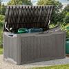 imageYITAHOME 100 Gallon Large Deck Box Outdoor Resin Storage Boxes for Patio Furniture Outdoor Cushions Garden Tools Water Resistant and LockableTaupe
