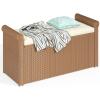 imageYITAHOME 230 Gal Outdoor Storage Box XXL AllWeather Wicker Deck Box for Patio Furniture Cushions Pool Accessories and Garden Tools  GreyBrown