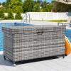 imageYITAHOME 230 Gallon Deck Box XXL Wicker Outdoor Storage Box AllWeather Storage Organizer for Patio Furniture Outdoor Cushions Pool Storage and Garden Tools GreyGrey