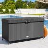 imageYITAHOME 230 Gallon Deck Box XXL Wicker Outdoor Storage Box AllWeather Storage Organizer for Patio Furniture Outdoor Cushions Pool Storage and Garden Tools GreyBlack