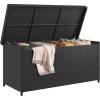 imageYITAHOME 230 Gallon XXL Deck Box AllWeather Wicker Outdoor Storage Box PE Rattan Storage Bin for Patio Furniture Outdoor Cushions Pool Storage and Garden Tools  GreyBlack