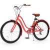 imageYITAHOME 24 ampamp 26 Inch Beach Cruiser Bike 7 Speed ampamp Single Speed Commute Bike StepThrough Bicycle for Adult Women ampamp Men Steel Frame Cruiser Bike with Full Front ampamp Rear FendersOrange