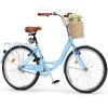 imageYITAHOME 24 ampamp 26 Inch Beach Cruiser Bike for Women 1 ampamp 7 Speed Commute Bike for Adults Womens Bicycle with Adjustable Seat Multiple ColorLight Blue