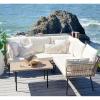 imageYITAHOME 3 Piece Bistro Set Outdoor with Thick CushionsampampTable AllWeather Patio Conversation Set with Stackable Chairs 3 Piece Patio Set Outdoor Furniture for Balcony Backyard Pool  Grayish White4PCS Sofa Set