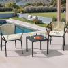 imageYITAHOME 3 Piece Bistro Set Outdoor with Thick CushionsampampTable AllWeather Patio Conversation Set with Stackable Chairs 3 Piece Patio Set Outdoor Furniture for Balcony Backyard Pool Porch Deck  Beige