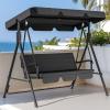 imageYITAHOME 3Seat Porch Swing Outdoor Heavy Duty Patio Swing Chair with Stand Adjustable Canopy Soft Cushion for Garden Patio Lawn Balcony and Deck BrownBlack