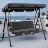 imageYITAHOME 3Seat Porch Swing Outdoor Heavy Duty Patio Swing Chair with Stand Adjustable Canopy Soft Cushion for Garden Patio Lawn Balcony and Deck BrownGray