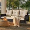 Black Rattan Light Brown Cushion