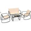 imageYITAHOME 4 Pieces Patio Furniture Set Outdoor Textilene Conversation Sets Rocking Bistro Chairs Loveseat and Glass Table for Living Room Lawn Garden Balcony Poolside Backyard GreyBrown