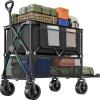 imageYITAHOME 400L Double Decker Collapsible Foldable Wagon 450Lbs Heavy Duty Wagon Cart 47 Extra Long Utility Wagon with Big Wheels and Pull Cord for Sports Shopping Camping  BlackDouble layer