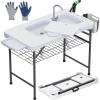 imageYITAHOME 42quot Fish Cleaning Table with Deep Sinks Portable Fish Cleaning Table wMultiple Upgraded Accessories Folding Fish Cleaning Table for Outdoor Picnic Fishing White