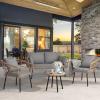 imageYITAHOME 4Piece Wicker Patio Furniture Set All Weather PE Rattan Conversation Set Sectional Sofa with Soft Cushions ampamp Side Table Porch Furniture for Deck Balcony Backyard  BeigeGrey