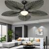 imageYITAHOME 52 inch Ceiling Fans with Lights Tropical Ceiling Fans with Lights and Remote TriColor LED Reversible 6Speed wQuiet DC Motor Timing Functions for Living Room Dining Room BedroomGrayGreen