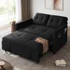 imageYITAHOME 55quot Convertible Sofa Bed 3in1 Sleeper Sofa with PullOut Bed CatScratchProof Futon Couch with 5Levels Reclining Backrest USB and Side Pocket Modern Loveseat for Living Room BeigeBlack