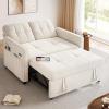 imageYITAHOME 55quot Convertible Sofa Bed 3in1 Sleeper Sofa with PullOut Bed CatScratchProof Futon Couch with 5Levels Reclining Backrest USB and Side Pocket Modern Loveseat for Living Room BeigeLight Beige Usb