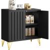 imageYITAHOME 55quot Sideboard Buffet Modern Buffet Storage Cabinet with Adjustable Shelf Metal Accent Console Credenza for Living Room Kitchen Dining Room Black157D x 276W x 321H