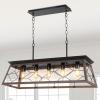 imageYITAHOME 5Light Pendant Lights Island Fixture Farmhouse Rustic Rectangular Chandelier for Dining Room Kitchen Living Room Entryway UL Listed BronzeBronze