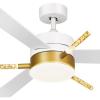 imageYITAHOME 60 Inch Ceiling Fan with Light and Remote Control Crystal Rod Chandelier Design Reversible Quiet Motor White Gold Finish 3 Color LED Options Memory FunctionWhite Gold