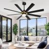 imageYITAHOME 72 Inch Large Ceiling Fan with Light and Remote Dimmable Modern Ceiling Fans for Indoor Black Gold ceiling fan with Reversible Quiet DC Motor 8 Blades with 6 Speed3 LED Colors72 inch