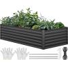 imageYITAHOME 8x4x2ft Large Raised Garden Bed Kit Galvanized Metal Planter Box with Gloves Ground Nails Support Rod ampamp Safety Rubber Outdoor Above Ground Planters for Plants Vegetables Flowers Black