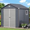 imageYITAHOME 8x62FT Resin Storage Unit sans Flooring AllWeather Plastic Shed with Window Vents and Secured Doors Outdoor Plastic Tool Cabin for Poolside Lawn Backyard Patio Dark Gray