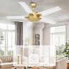 imageYITAHOME Ceiling Fan with Wall Switch Remote 52 Inch Modern Black Gold Ceiling Fan No Lights Quiet Reversible Motor Indoor Fanlight for Bedroom Living Room Patio Porch GazeboWhite  Gold