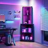 imageYITAHOME Corner Shelf Stand with Led Light 5 Tier Corner Bookshelf and Bookcase Wooden Open Corner Cabinet Display Storage Rack for BedroomLiving Room Dining Room Home Office Kitchen BlackBlack