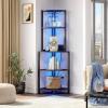 imageYITAHOME Corner Shelf with Power Outlets ampamp LED Lights ampamp Glass Holder 5 Tier Corner Bar Rack Corner Bookshelf Bookcase Display Shelves for Living Room Dining Room Kitchen BlackBlack