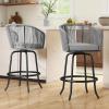 imageYITAHOME Counter Height Bar Stools Set of 2 Outdoor Bar Stools with Soft Cushions Patio Rattan Swivel Bar Chairs for Backyard Poolside Garden w 360 Rotation BeigeGrey