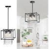imageYITAHOME Crystal Square Chandeliers Modern Adjustable Island Pendant Light Fixtures for Dining Room Kitchen Living Room Entryway UL Listed GoldBlack