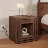 imageYITAHOME Farmhouse End Table Set 2 2Tier Square Night Stand with Drawer ampamp Charging Station Couch Sofa Side Table with Anti Tipping Kits for Living Room Lounge Hallway Rustic Walnut1 PC