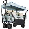 imageYITAHOME Folding Wagon wTable Plate Large Capacity Collapsible Wagon Cart Adjustable Handle Height Foldable Utility Garden Cart Outdoor Beach Wagon for Camping Shopping Sports Garden  BlackGray