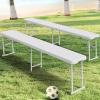 imageYITAHOME HDPE Garden Bench All Weather Outdoor Bench wMax Bearing 661LBS 23 Persons Patio Bench FadeRot Resistance for Park Porch Patio ampamp Backyard BlueWhite
