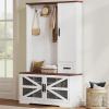 imageYITAHOME Hall Tree with Bench and Shoe Storage Mudroom Storage Coat Rack Hallway Tree with 7 Hooks Farmhouse Wood Shoe Bench for Entryway ampamp Mudroom Walnut ampamp OffWhite43Wx16D x71H