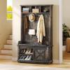imageYITAHOME Hall Tree with Shoe Bench and Coat Rack Entryway Hallway Tree Organizer Storage Bench Cabinet for Hallway Entryway Bedroom Living Room Dark Rustic OakDark Rustic Oak