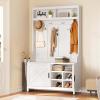 imageYITAHOME Hall Tree with Shoe Storage Bench for Entryway 4in1 Coat Rack with Bench Entrance Organizer Hall Tree with Adjustable Shoe Storage and Hanging Hooks WhiteWhite