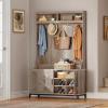 imageYITAHOME Hall Tree with Shoe Storage Bench for Entryway 4in1 Coat Rack with Bench Entrance Organizer Hall Tree with Adjustable Shoe Storage and Hanging Hooks WhiteGrey