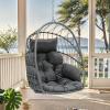 imageYITAHOME Hanging Egg Chair Outdoor Patio Wicker Hammock Egg Chair Indoor with Cushion Rattan Swing Chair 300lbs for Balcony Garden Bedroom Gray with StandGraywo stand